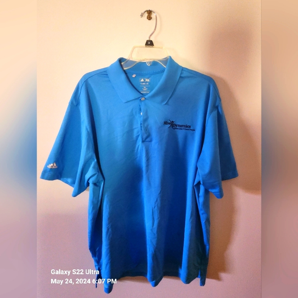 Adidas polo with company logo